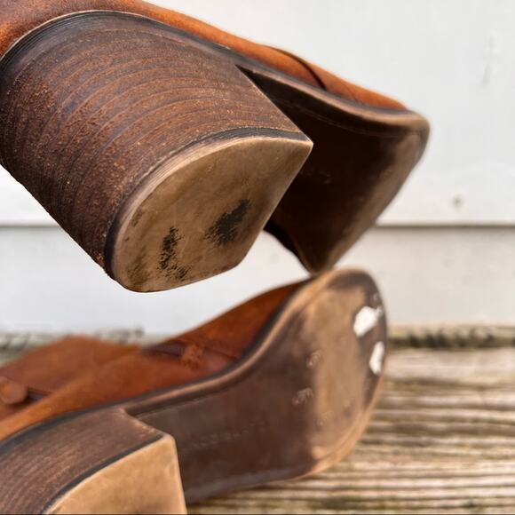 Franco Sarto Marlene cognac suede leather heeled booties 8.5M - Picture 5 of 8